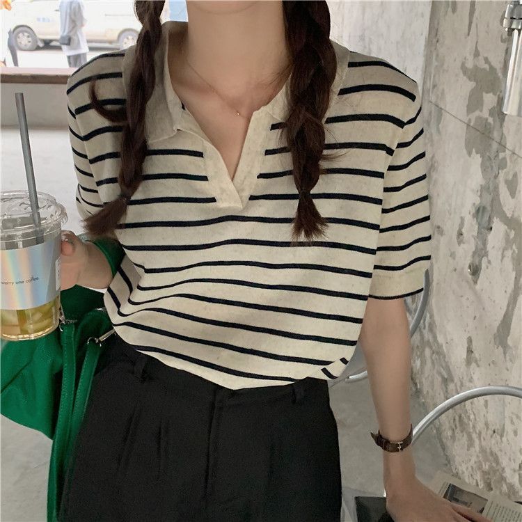 Bamela - Gestreept poloshirt