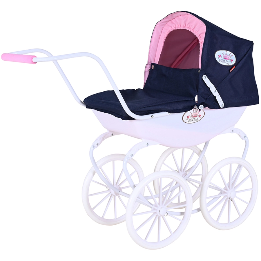knorr toys® Puppenwagen Classic pram - navy blueroseprincess blau