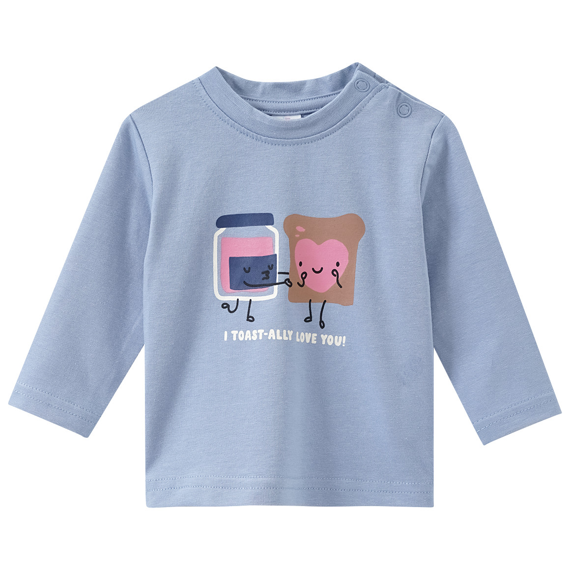 Topomini Newborn Langarmshirt mit Frühstücks-Print hellblau