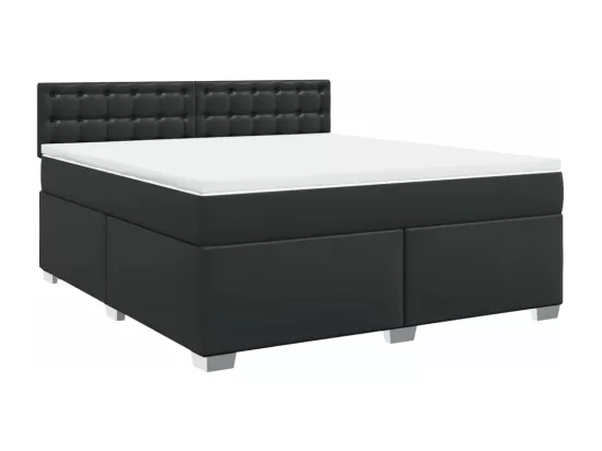 Sommier à lattes de lit avec matelas Noir 180x200 cm Similicuir