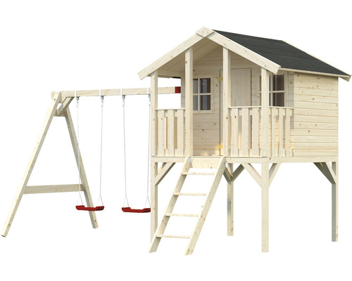 Palmako speelhuis 421 x 284 x 287 cm, hout, inclusief ramen, deur, vloer en ladder.