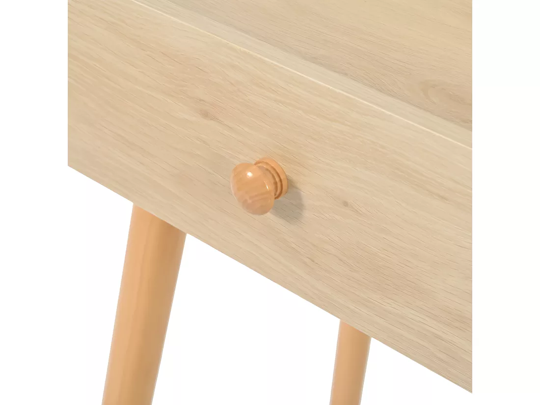 Coiffeuse avec miroir de rangement, 3 tiroirs, multiples compartiments de rangement, grande capacité de rangement - Naturel (tabouret non inclus)