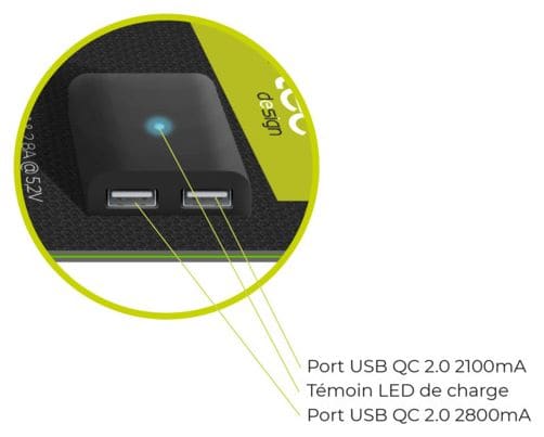 Kit solaire 750g - PTFLap16   Batterie 20.000 mAh USB-C