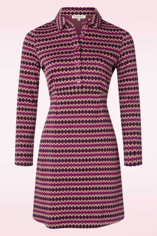 Surkana Luna gebreide jacquard jurk in paars