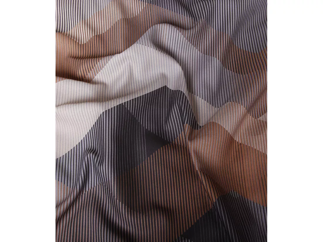 Lot de 2 Taies d'oreiller satin de coton imprimé Helix Brown