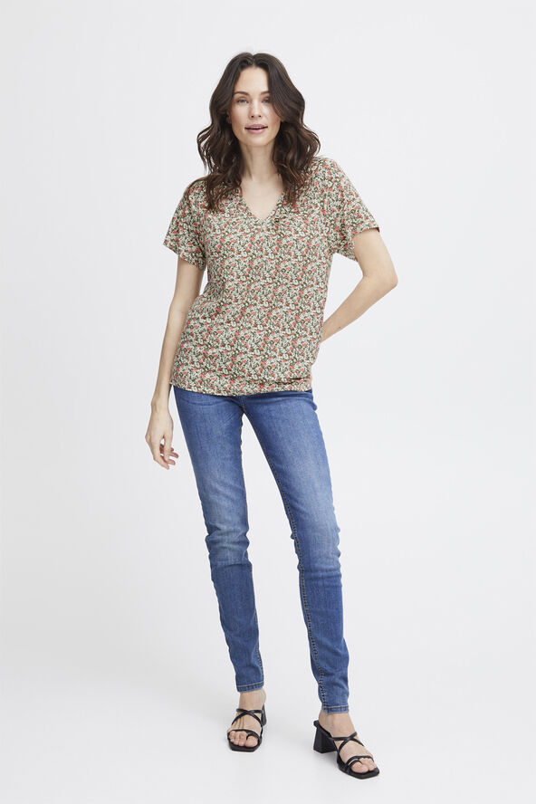 Fransa FRSANIE TEE 1 Loden greeen flower aop hs24