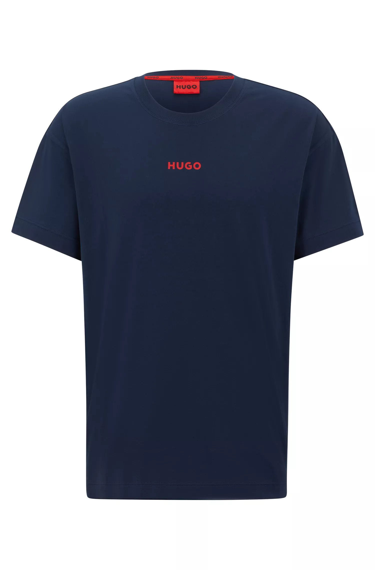 Camiseta de pijama HUGO vermelha em malha de algodão stretch com logotipo vermelho.