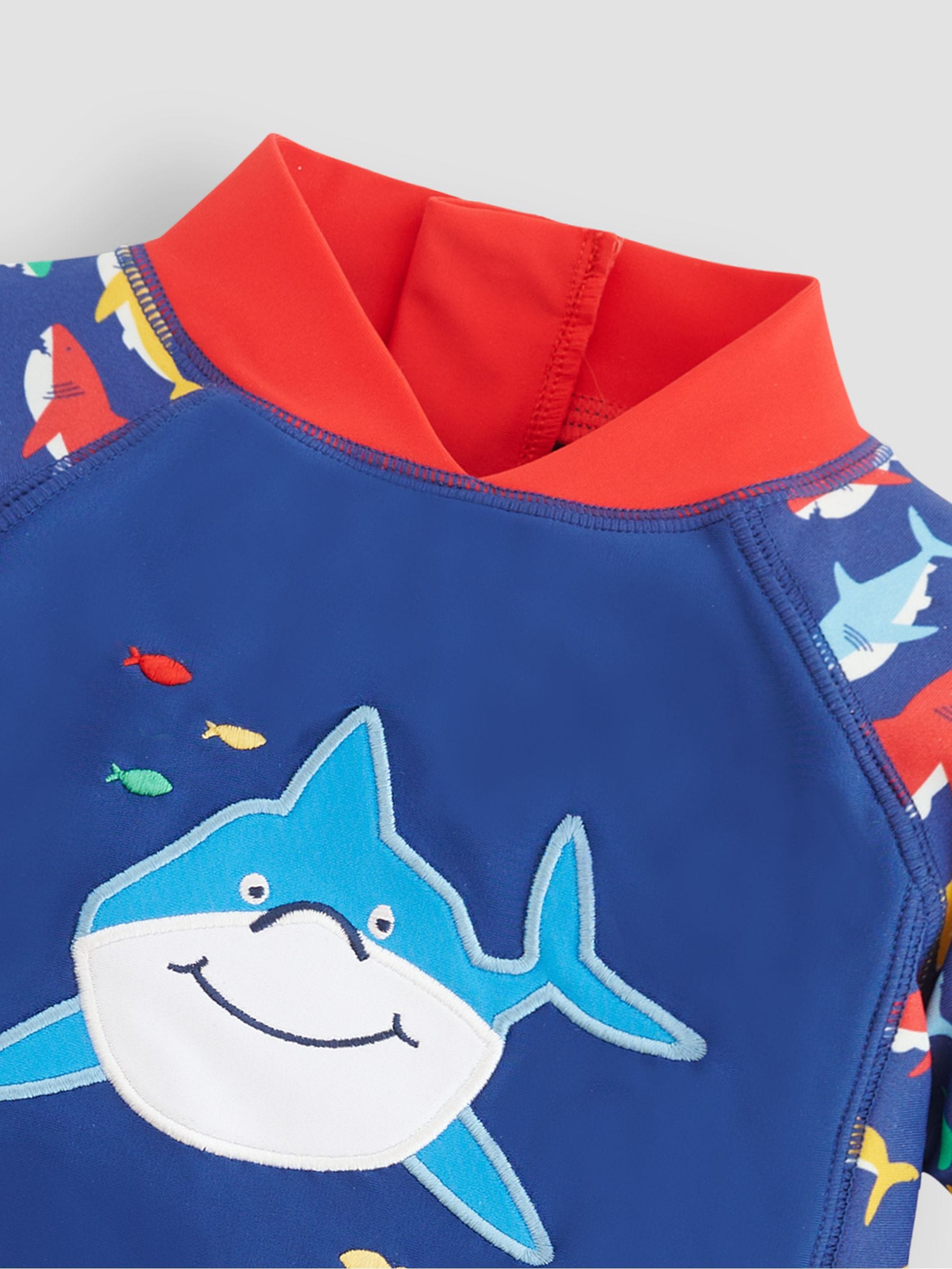 Marineblauw met haaien - JoJo Maman Bébé - 50-delig 1-delig UPF zonbeschermend pak