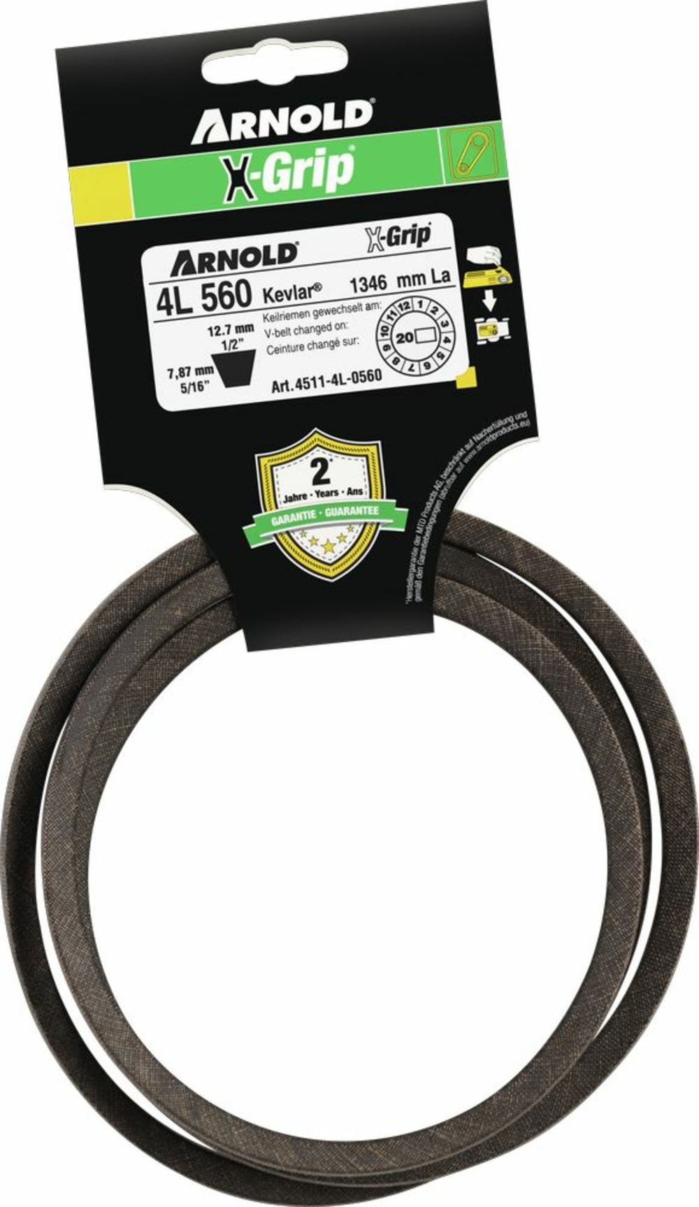 Courroie trapézoïdale x-grip v de type 4l560