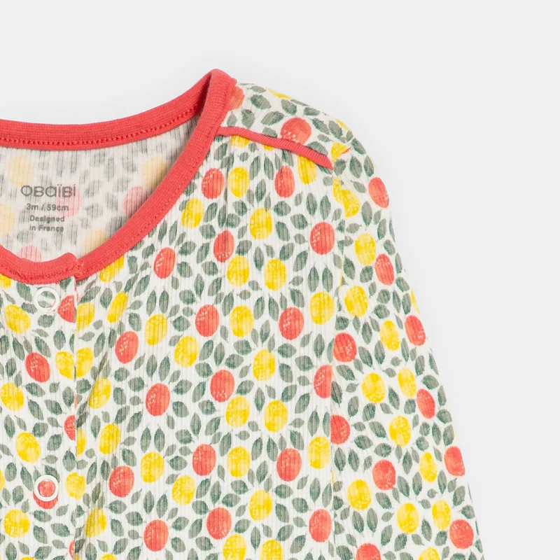 Dors-bien coton côtelé citrons jaune bébé fille Jaune