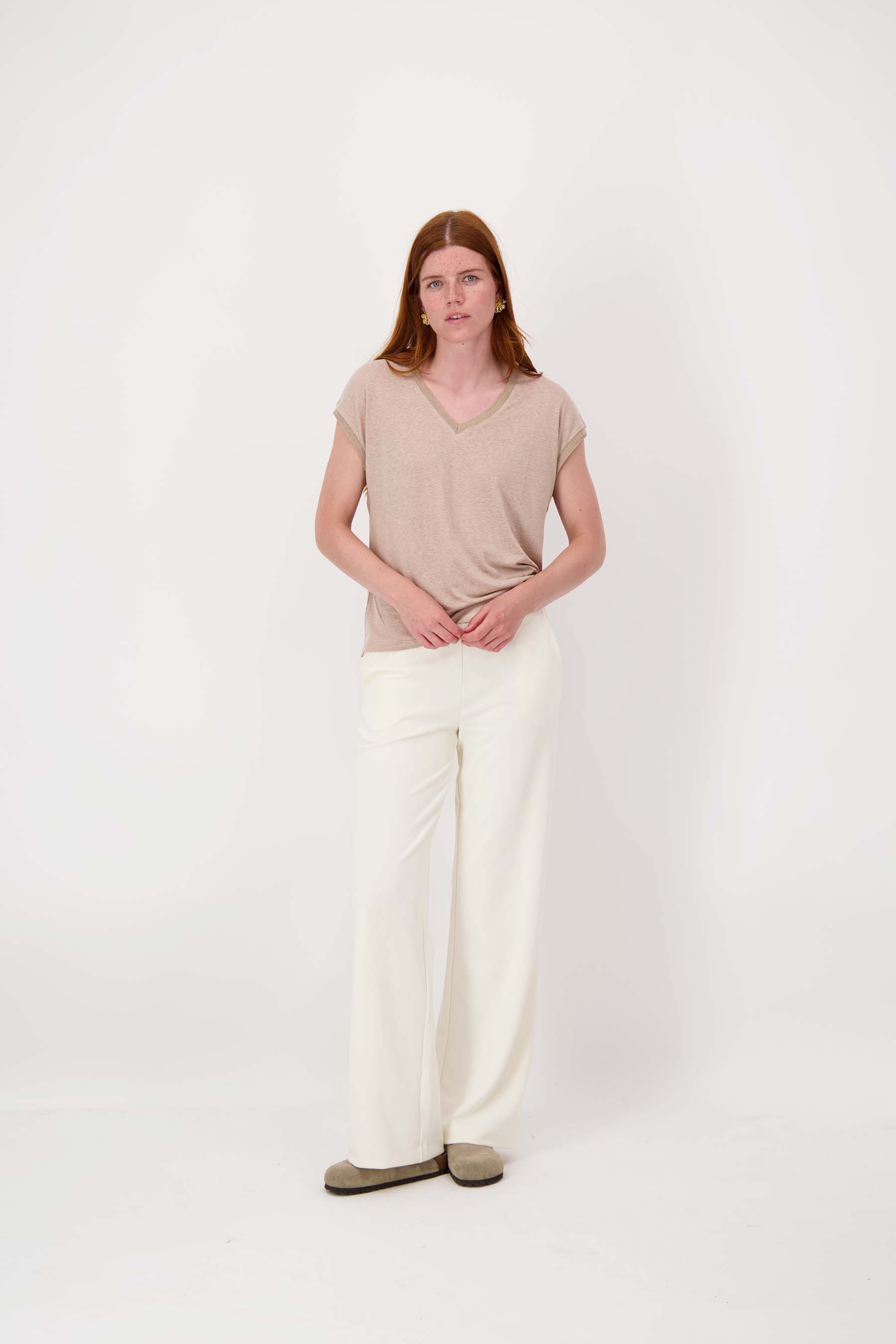 V hals top met lurex boord