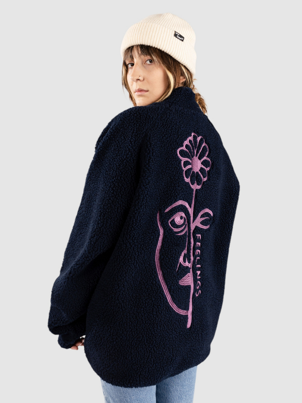 And Feelings Vista Sherpa Fleece Jacket navy
