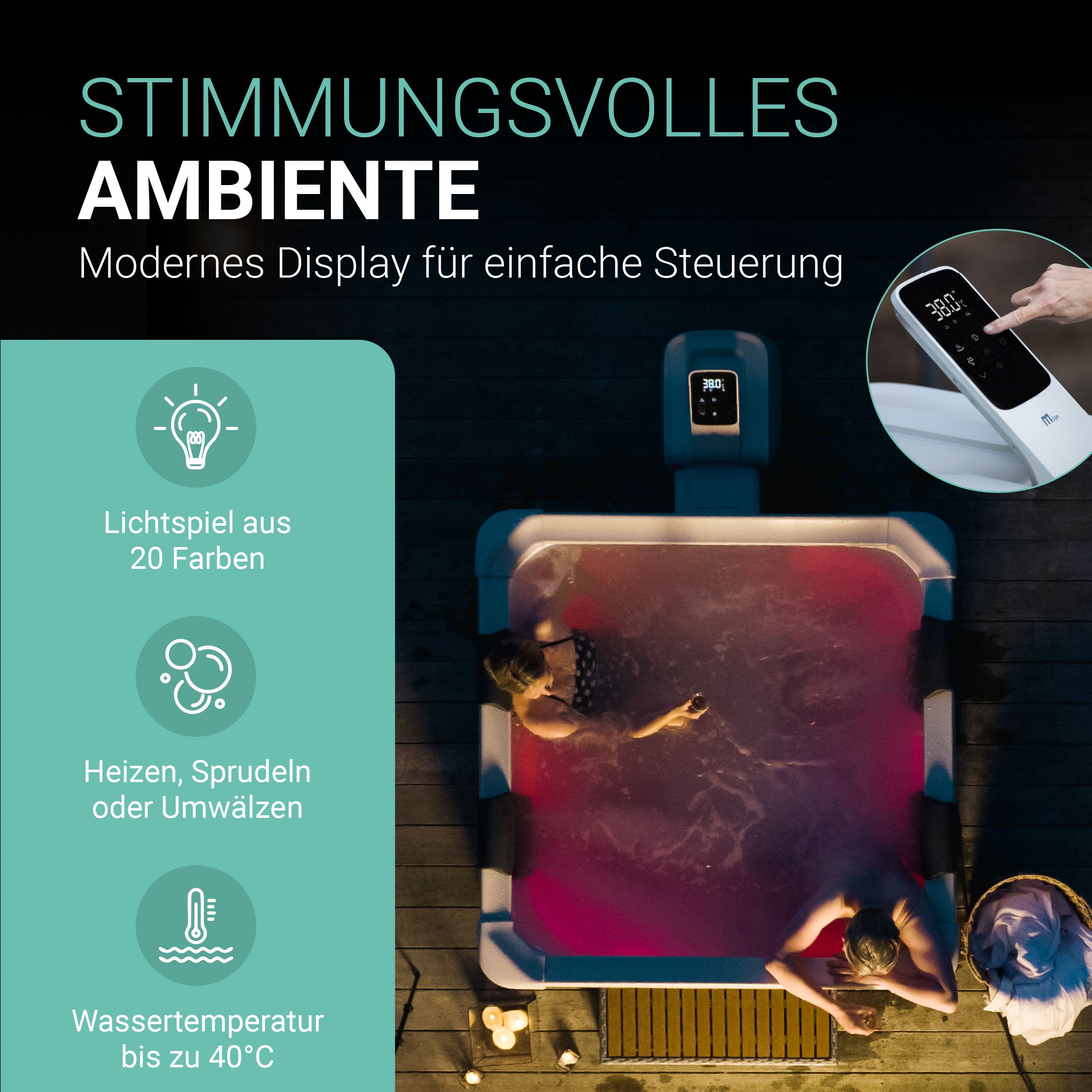 Whirlpool Oslo für 6 Personen - Indoor & Outdoor Pool mit LED, Zubehör & App - Hot Tub Grau