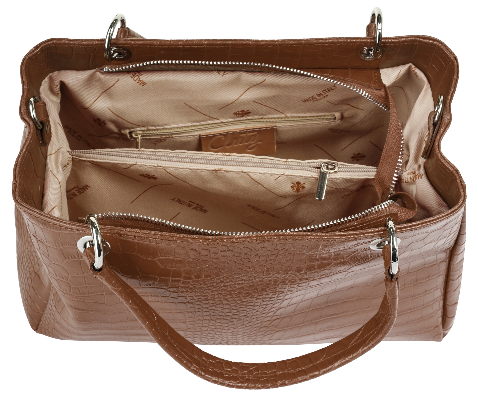 Cluty Henkeltasche echt Leder, Made in Italy