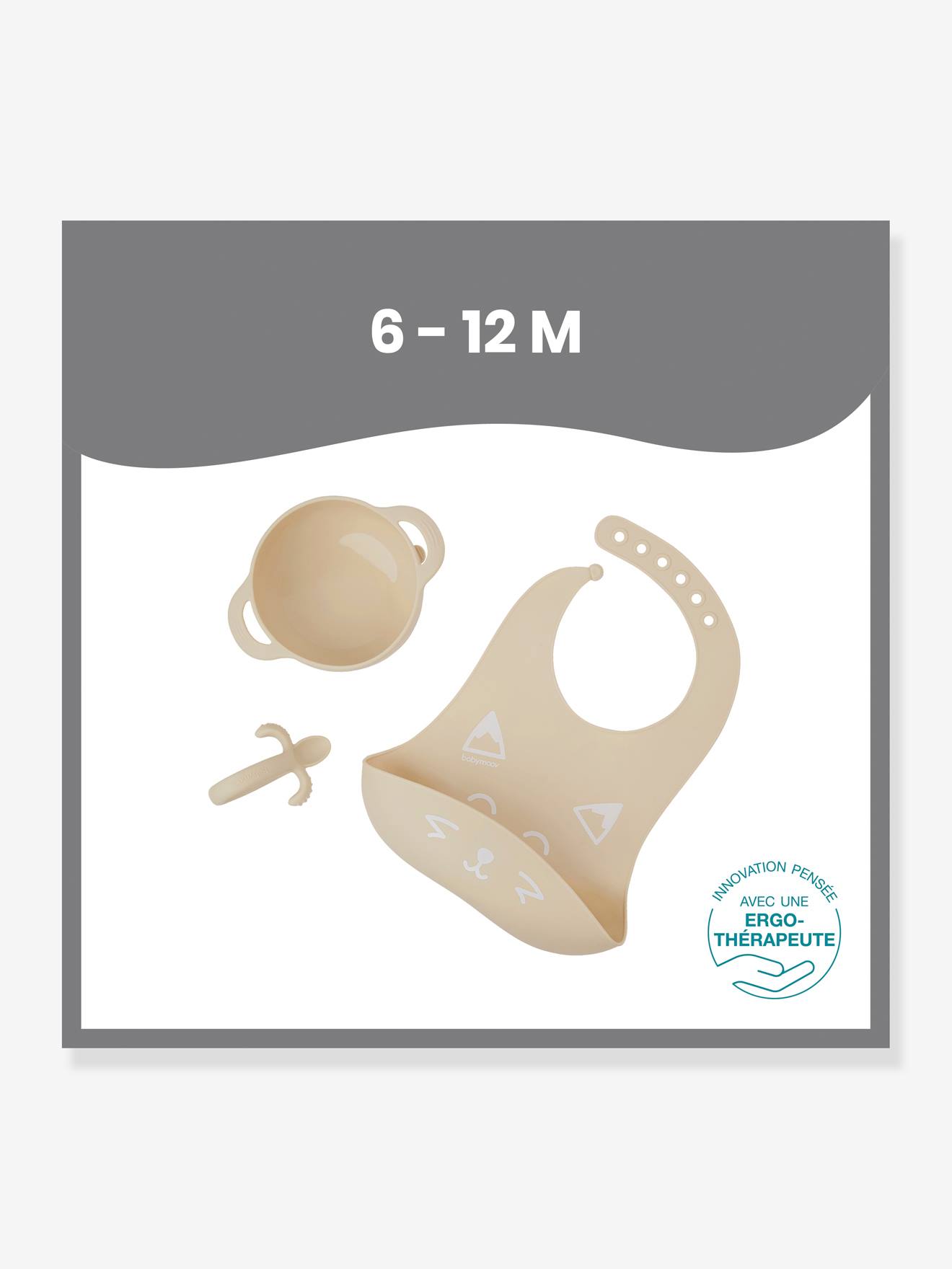 Kit de alimentação de silicone BABYMOOV First'Isy, azul claro liso