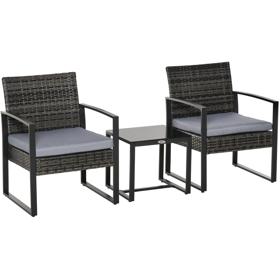Outsunny Polyrattan Sitzgruppe als 5-tlg. Set grau