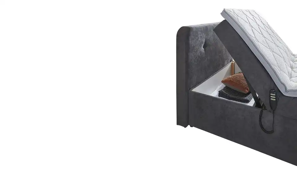 Boxbett elektrisch mit Stauraum Grau 100 cm