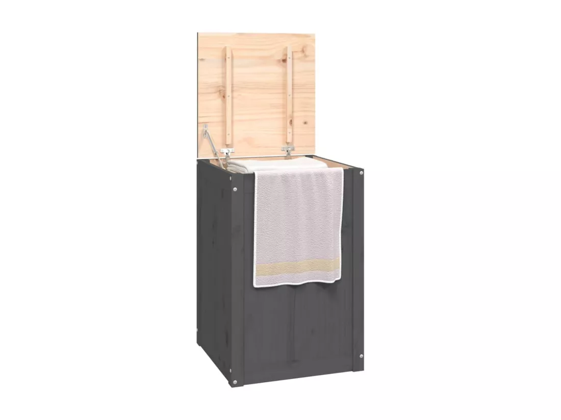 Boîte à linge Gris 44x44x66 Bois massif de pin