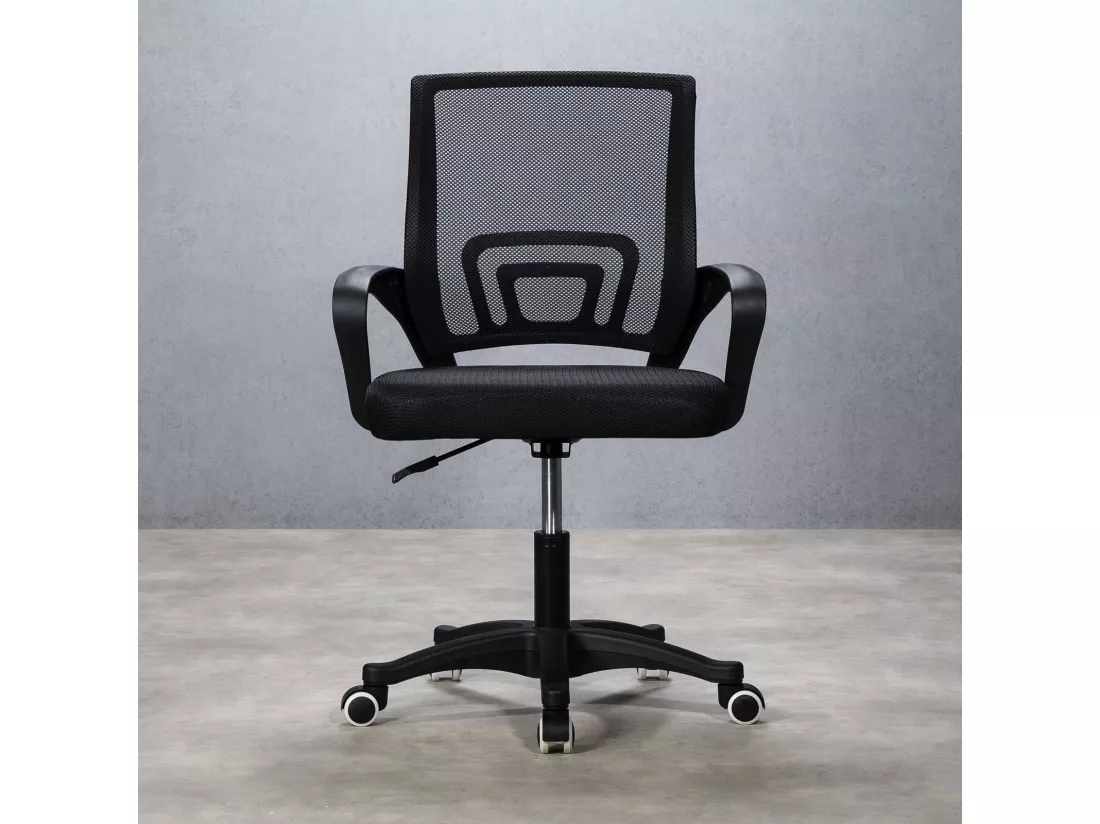 Chaise de bureau PHOENIX, Pivotante et réglable en hauteur, Tissu mesh, Avec accoudoirs, Noir