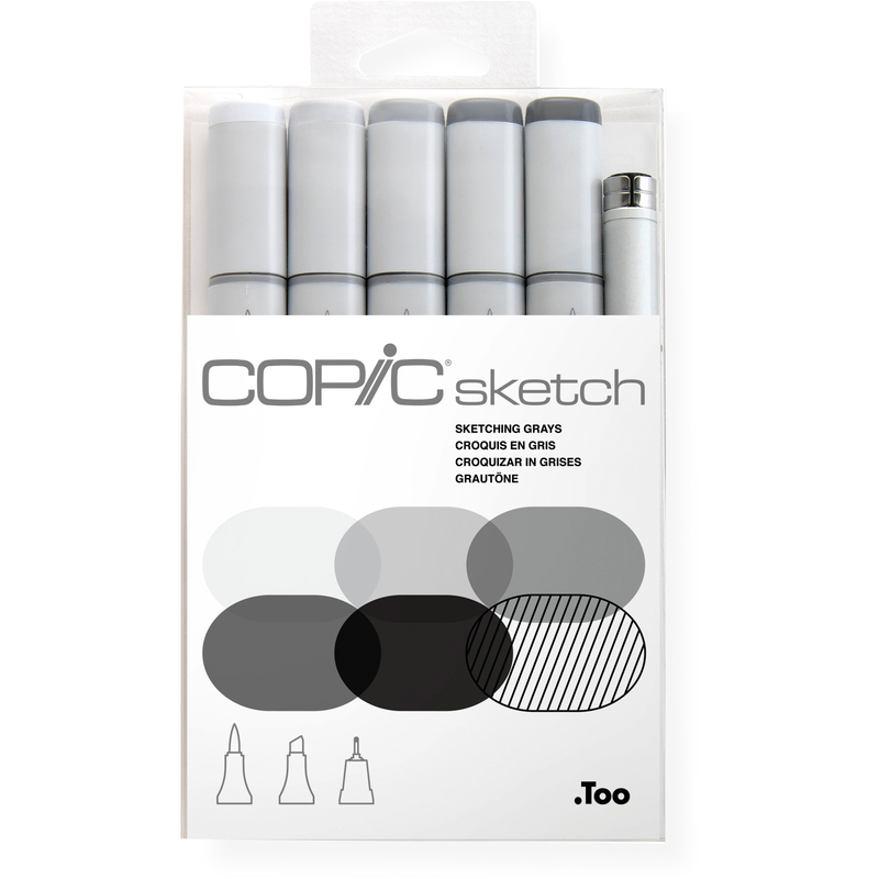 Copic Marker Sketch Set, Sketching Grays, 6 Stück, assortiert