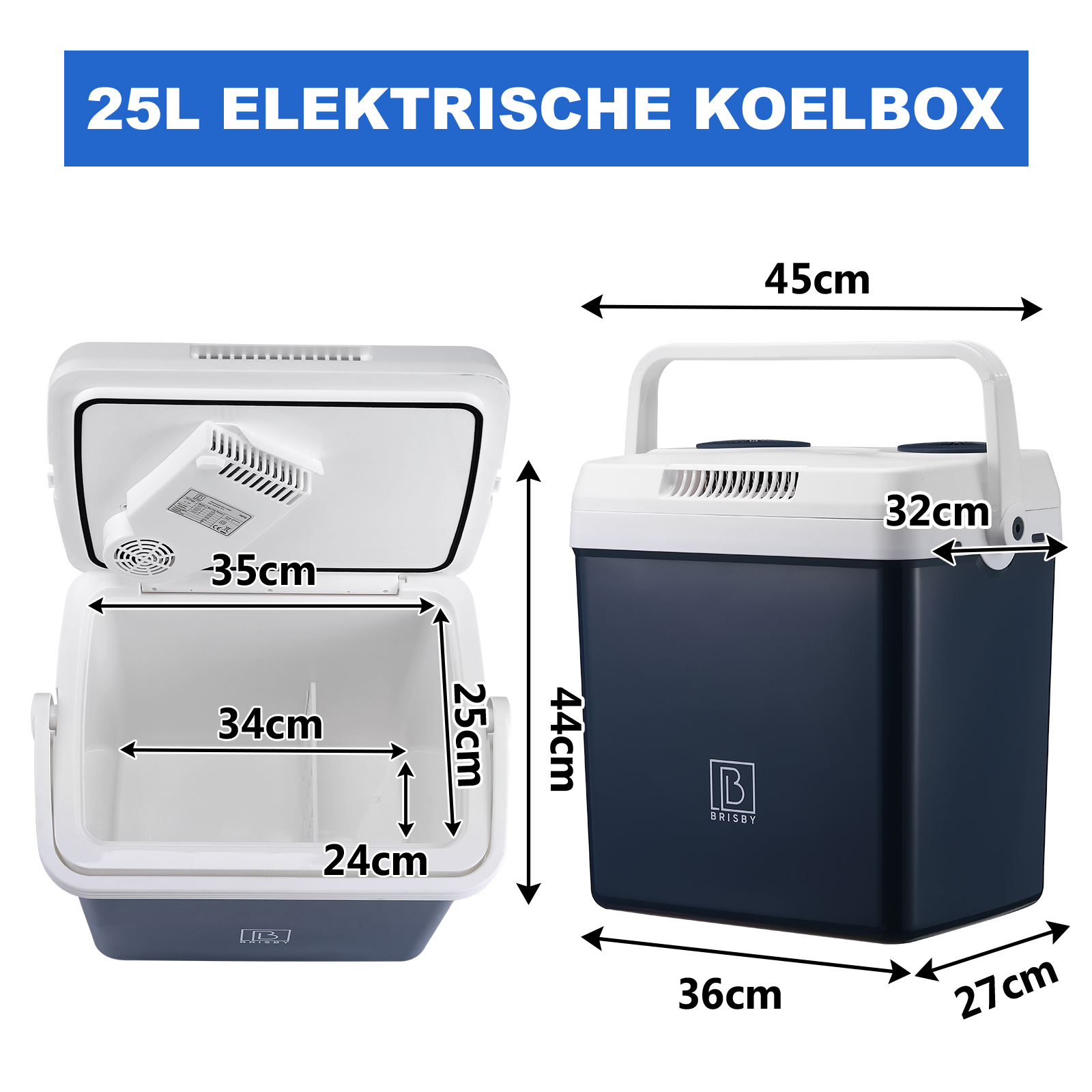 Brisby 25 Liter AC/DC elektrische koelbox - Blue