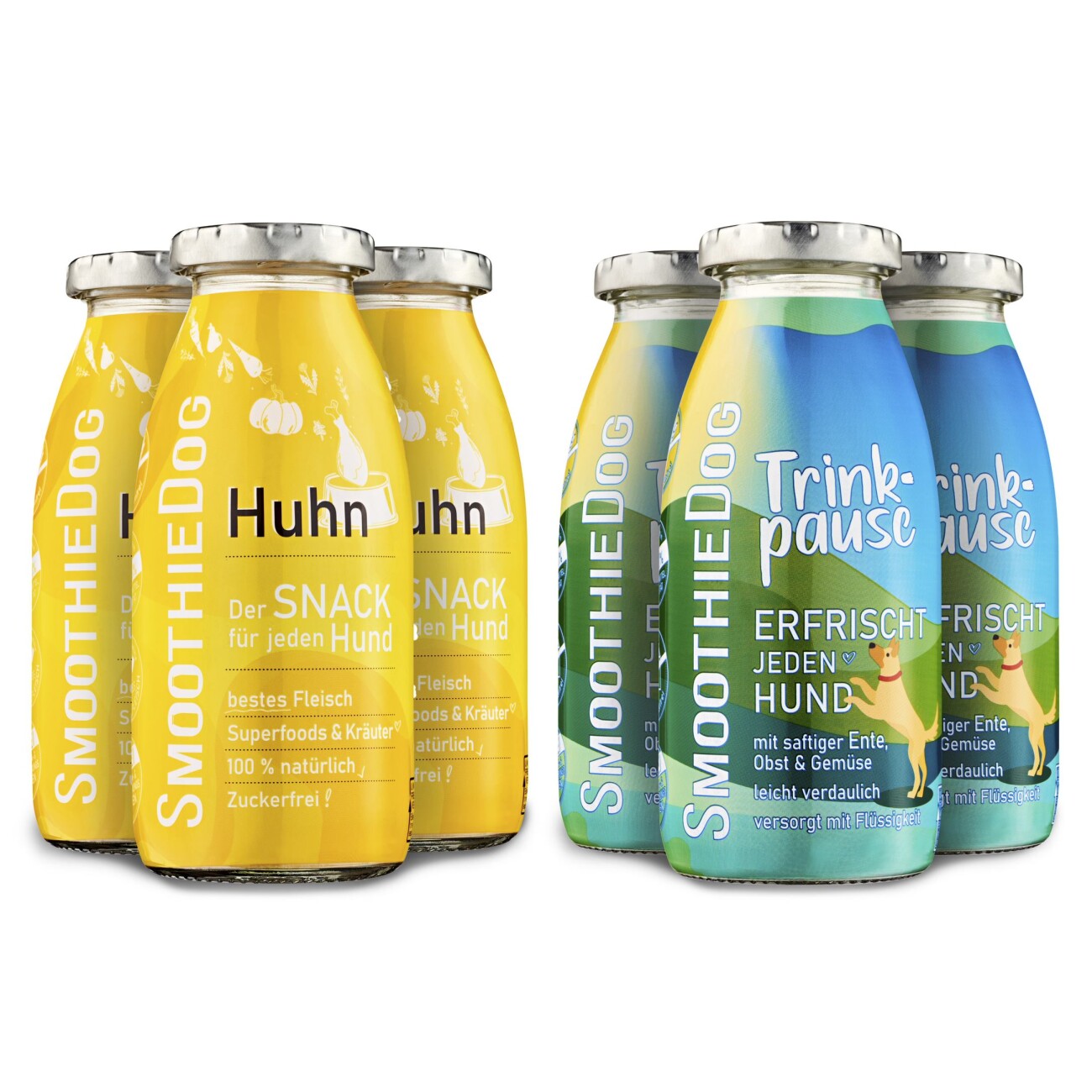 SmoothieDog Huhn 3x 250 ml + Ente 3x 250 ml + Eisform