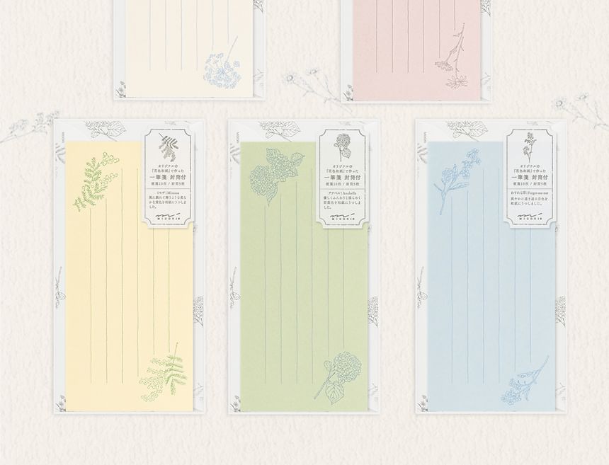 MIDORI JAPAN - Set: Plantenprint Briefpapier + Envelop