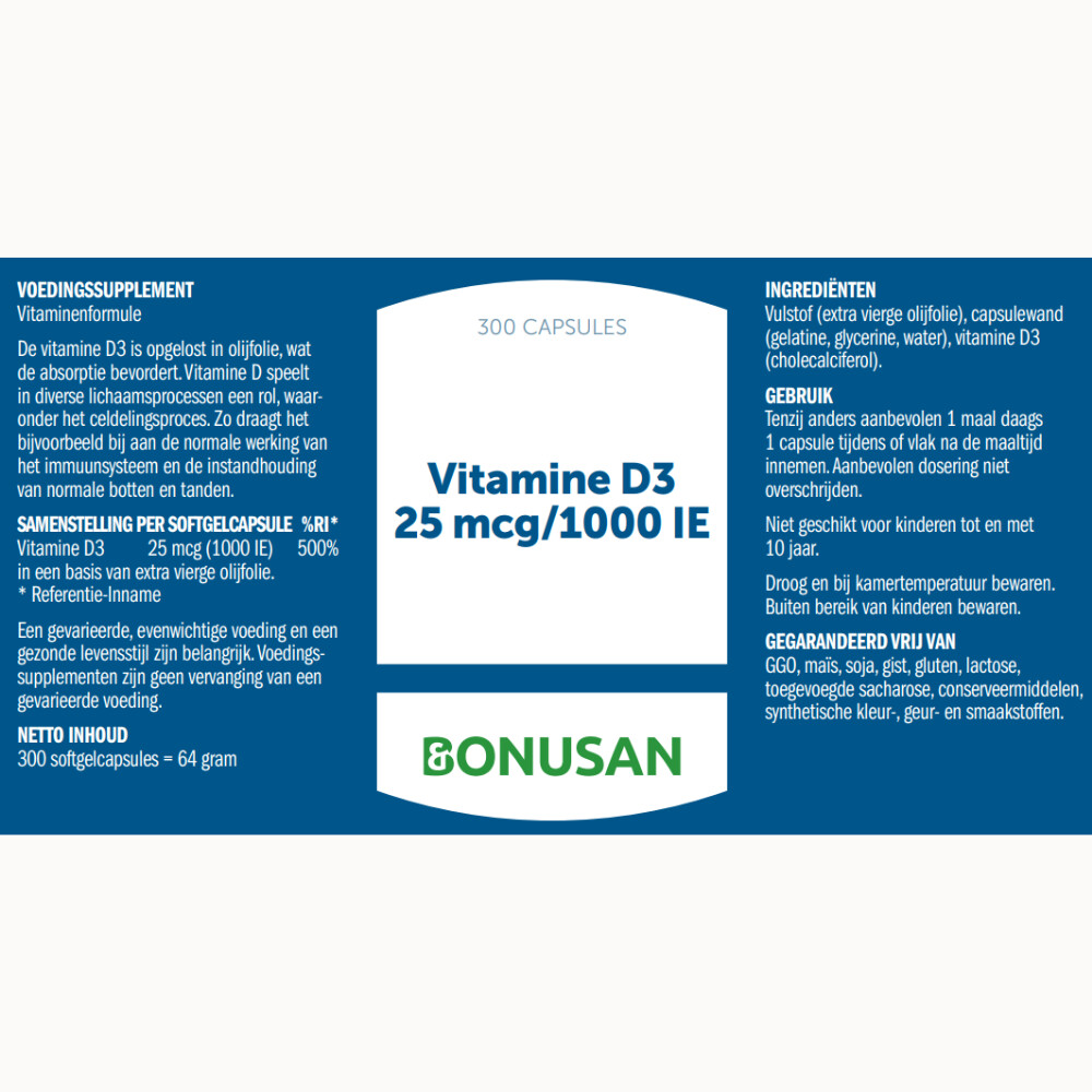 Bonusan Vitamine D3 25 mcg/1000 IE 300 softgels