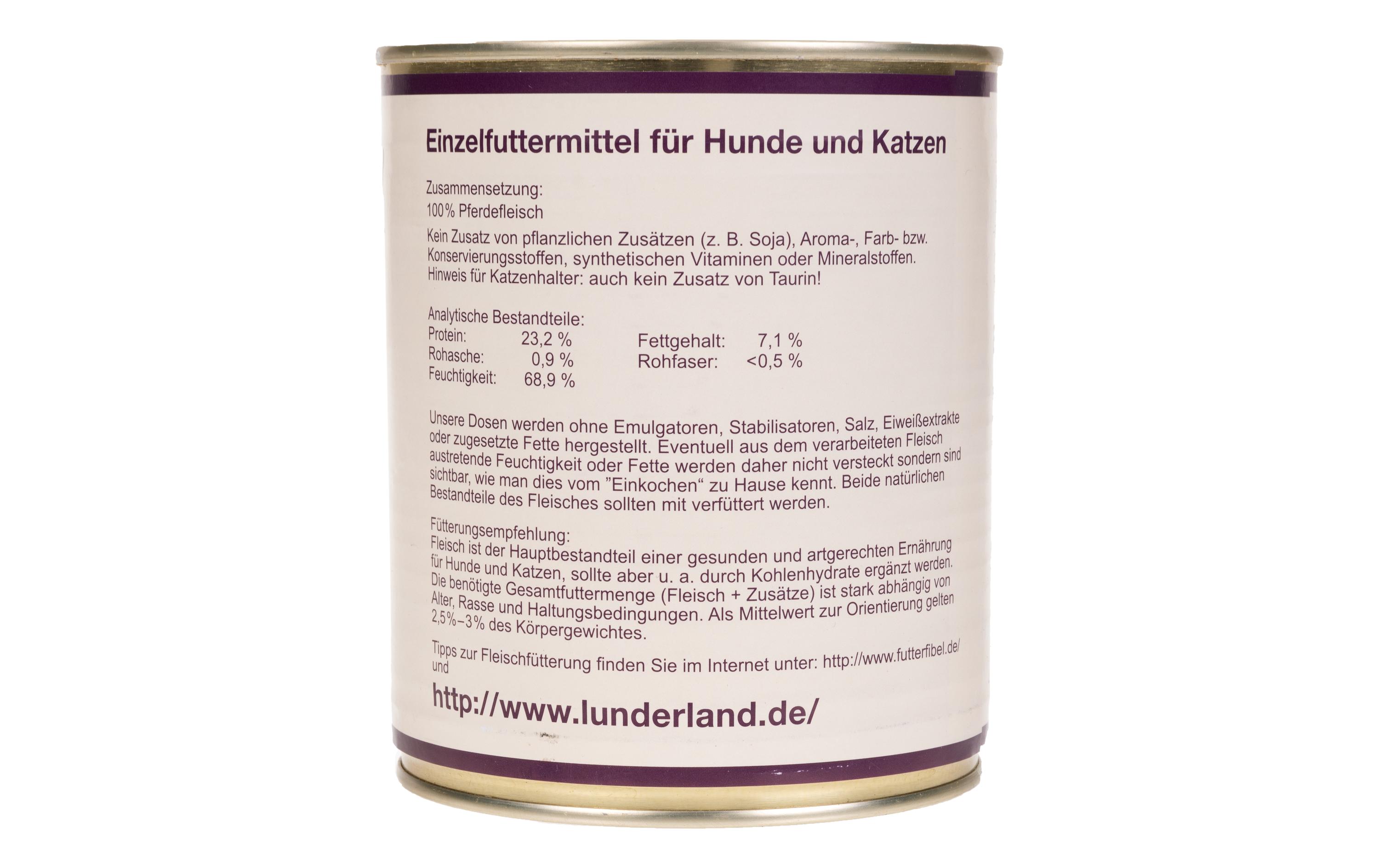 Nassfutter Pferdefleisch, 800 gFuttermittel für Hunde