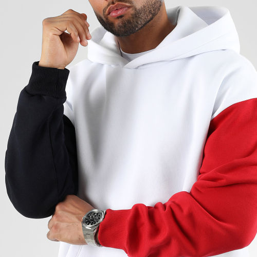 Sweat Capuche Oversize Large Tricolore 2757 Bleu Marine Blanc Rouge