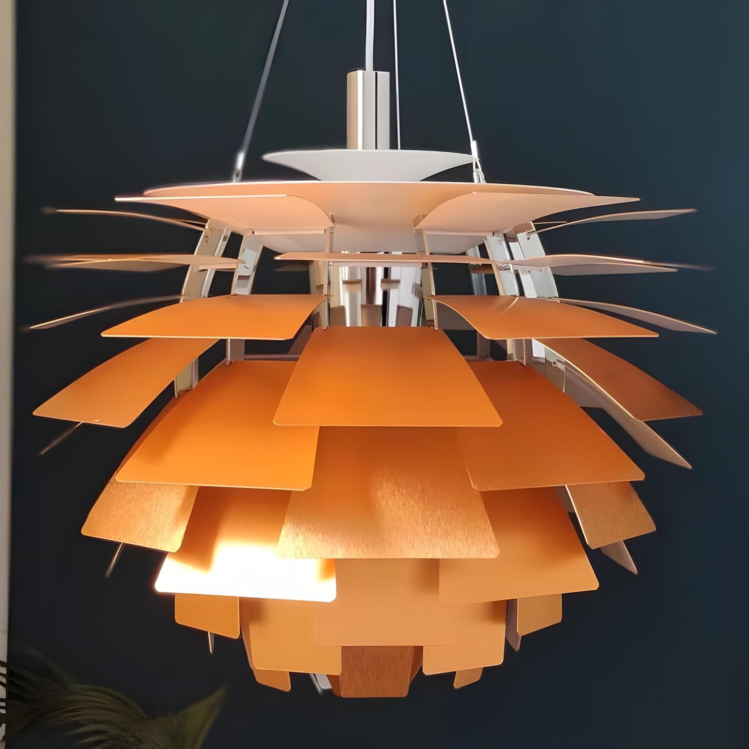 B·LED BARCELONA LED Luxuriöse Designer-Pendelleuchte LUXOR M mit metallischen Blättern, blendfrei, Stahl- und Aluminiumstruktur, Bronze, E27-Fassung dekorative Premium-Beleuchtung