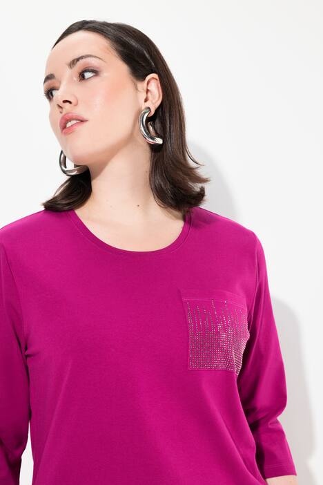 Shirt, Zierstein-Brusttasche, Rundhals, 3/4-Arm, beere