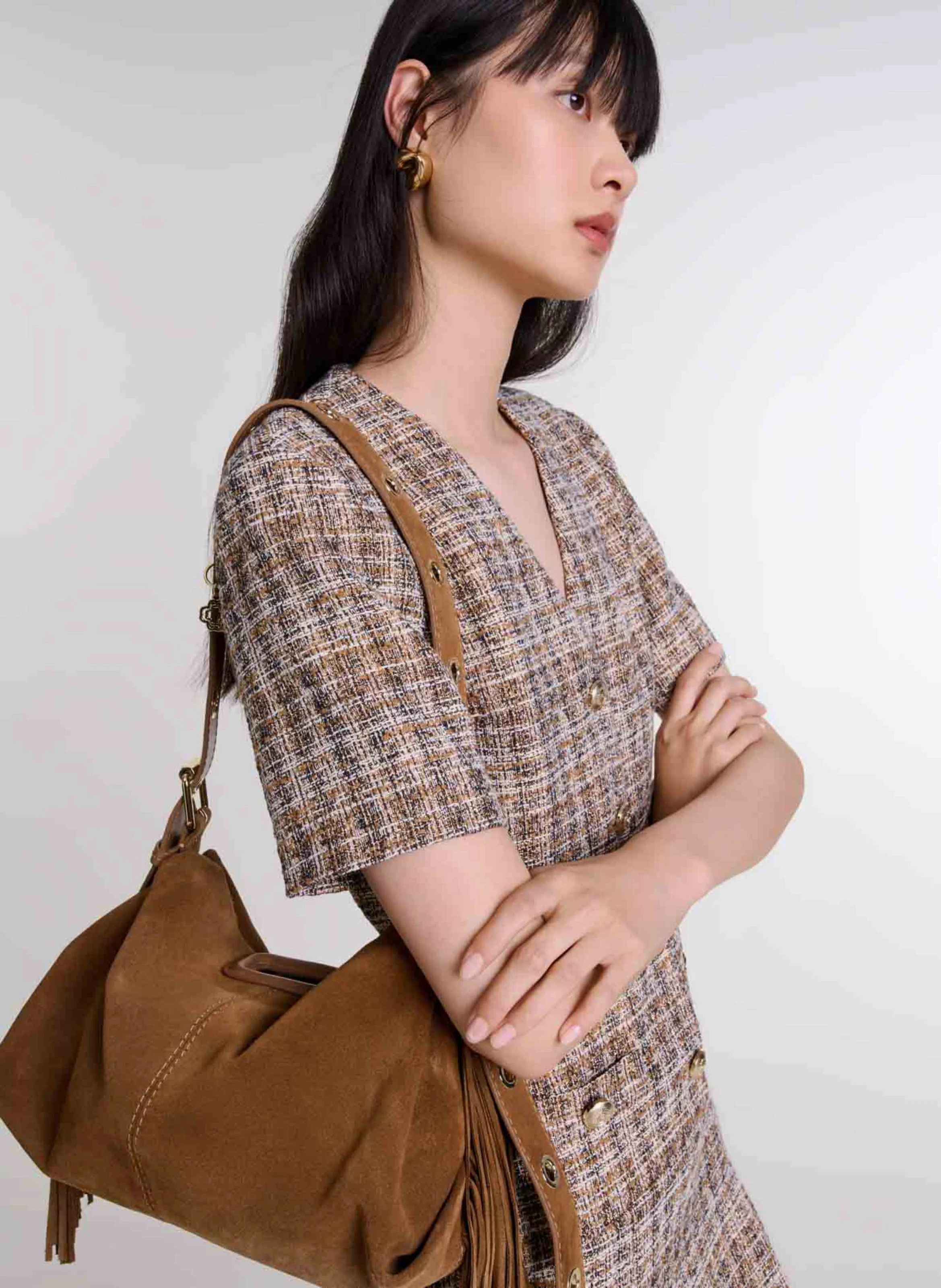 MISS M - Sac porté épaule en cuir | Beige