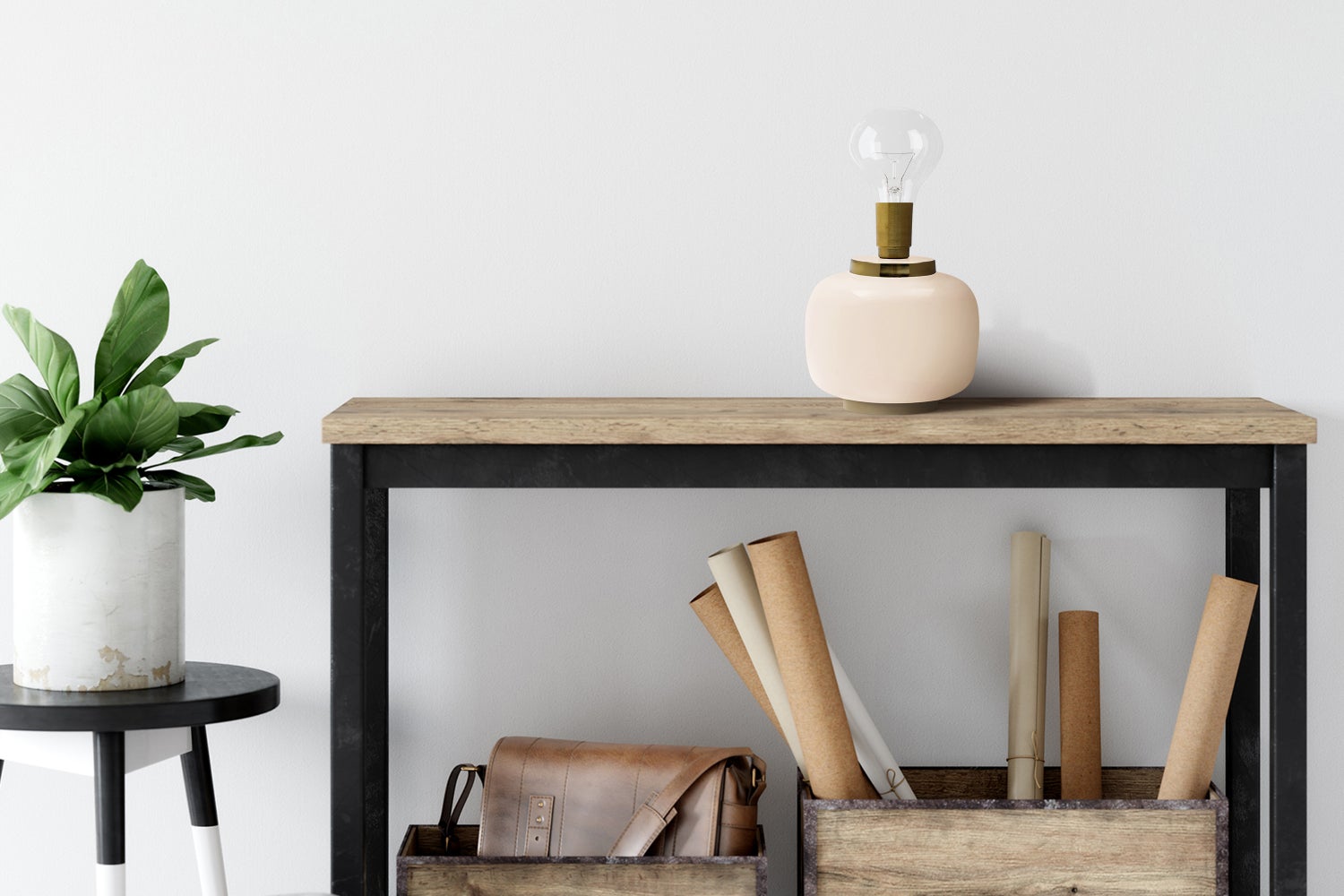 Decoratieve tafellamp, roségoud, nachtkastje woonkamerlamp, 25 cm | Woonkamer eetkamerlamp