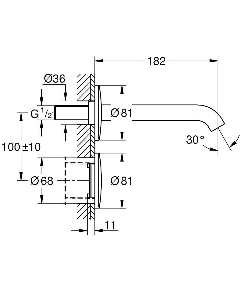 Grohe Essence E elektronische wandkraan met infrarood chroom