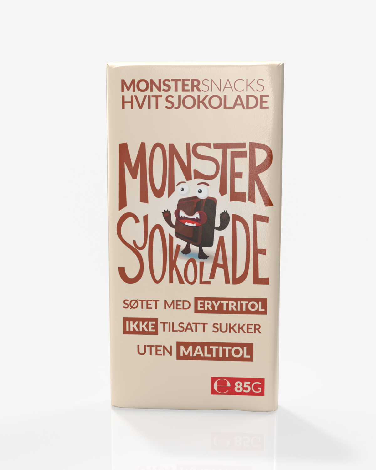 Monster Lavkarbo Belgisk Hvit Sjokolade – UTEN MALTITOL 3x85g