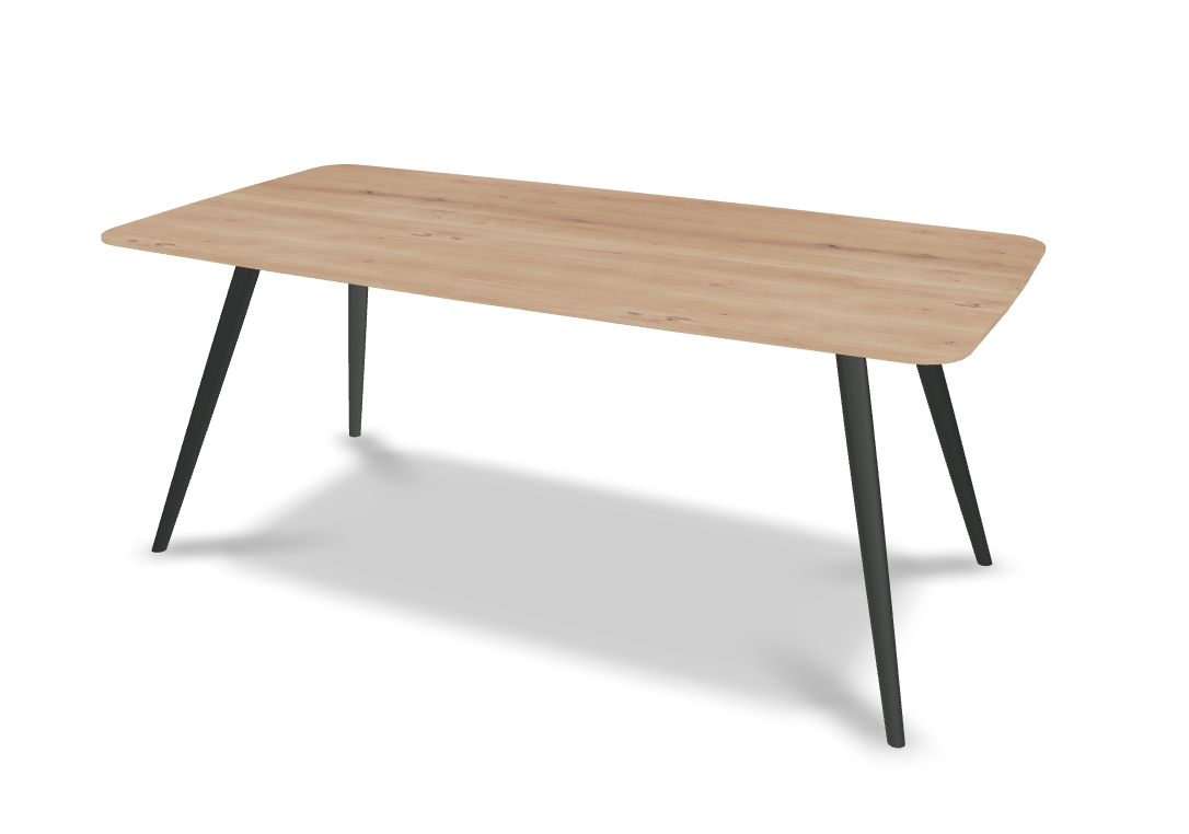 They & Me eettafel Joy – bootsvorm – eiken rustiek bianco olie – onderstel TM100 antraciet 180 x 90 x 75 | Eiken Rustiek Bianco Olie | Rechte Rand | Frame TM100 antraciet