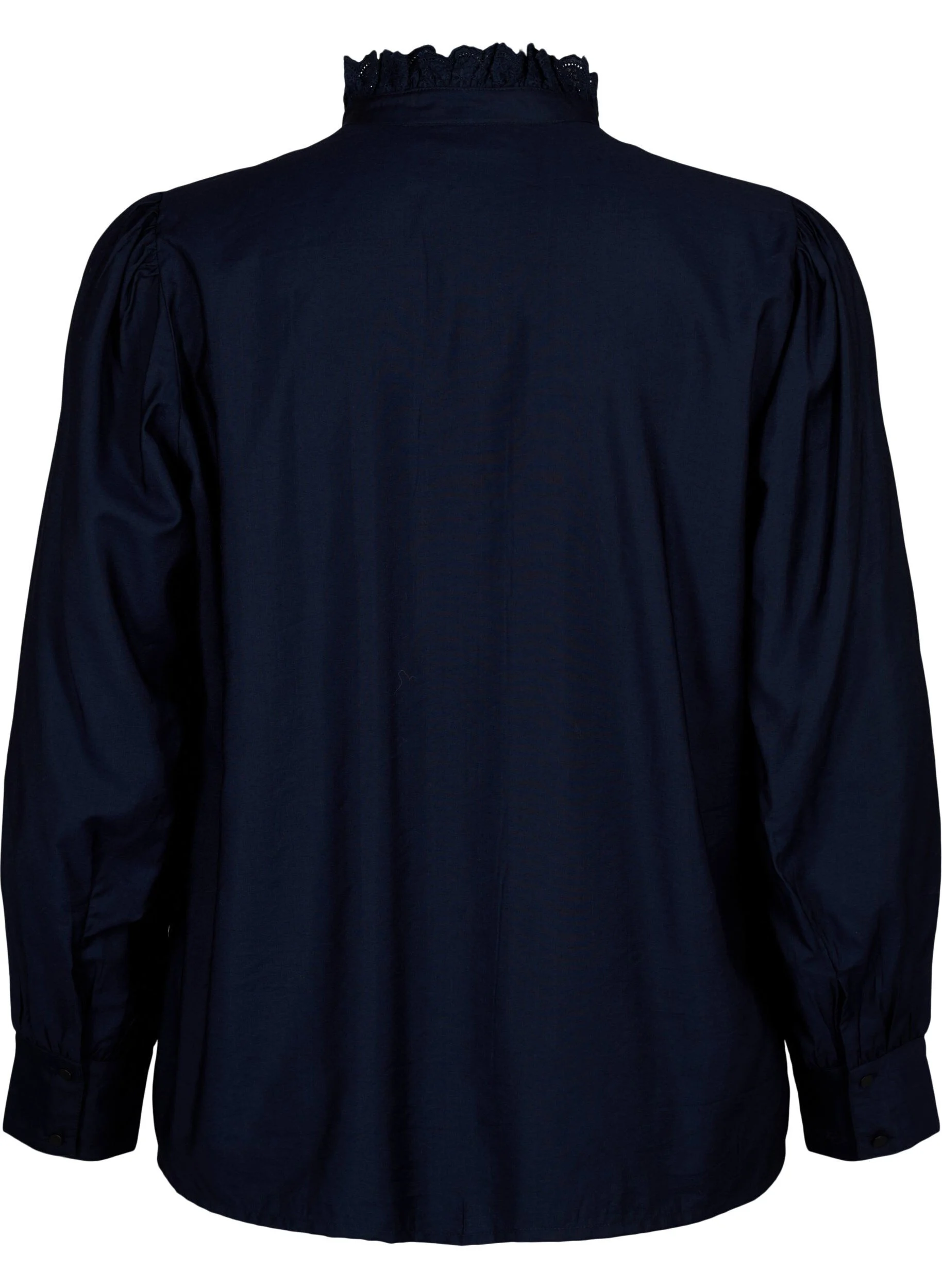 Skjortebluse i viskose med flæser