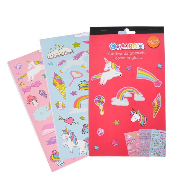 MON LIVRE DE GOMMETTES PAPIER 14.8X24CM LICORNE ET SIRENE