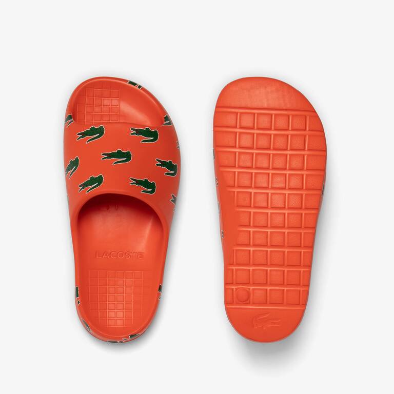 Claquettes Serve Slide 2.0 femme détail coloré Claquettes & Sandales - Orange - Lacoste - Femme