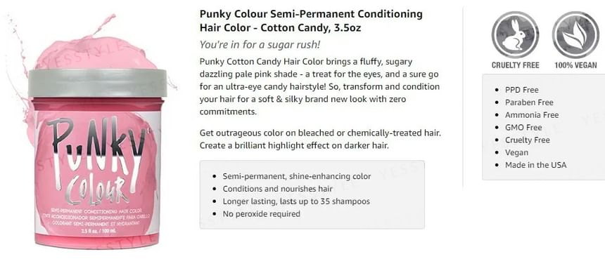 Punky Colour - Semi-permanente conditionerende haarkleur Suikerspin
