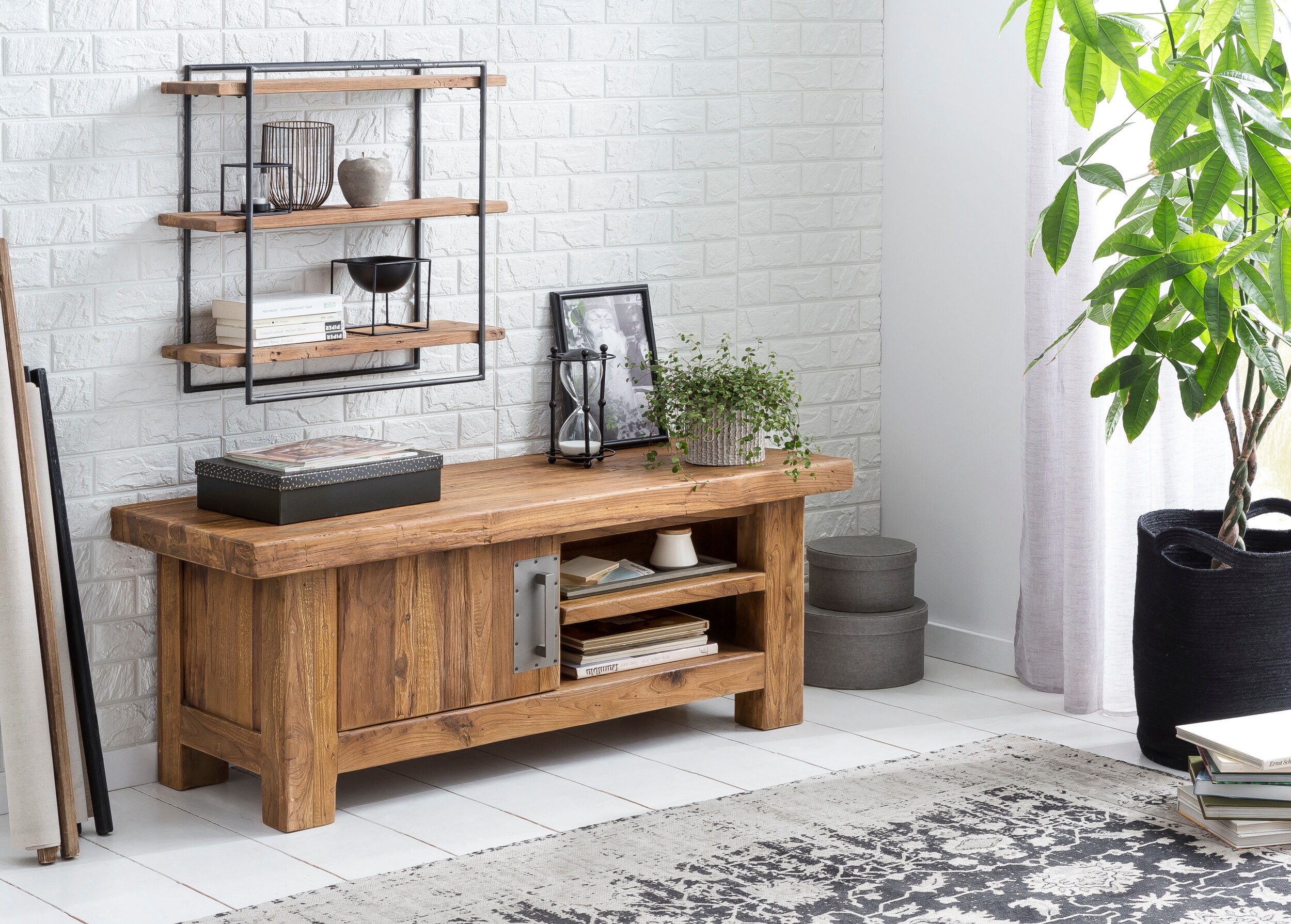Lowboard Coral Teak Kommode Sideboard TV Fernseher Hifi Wohnzimmer Schrank