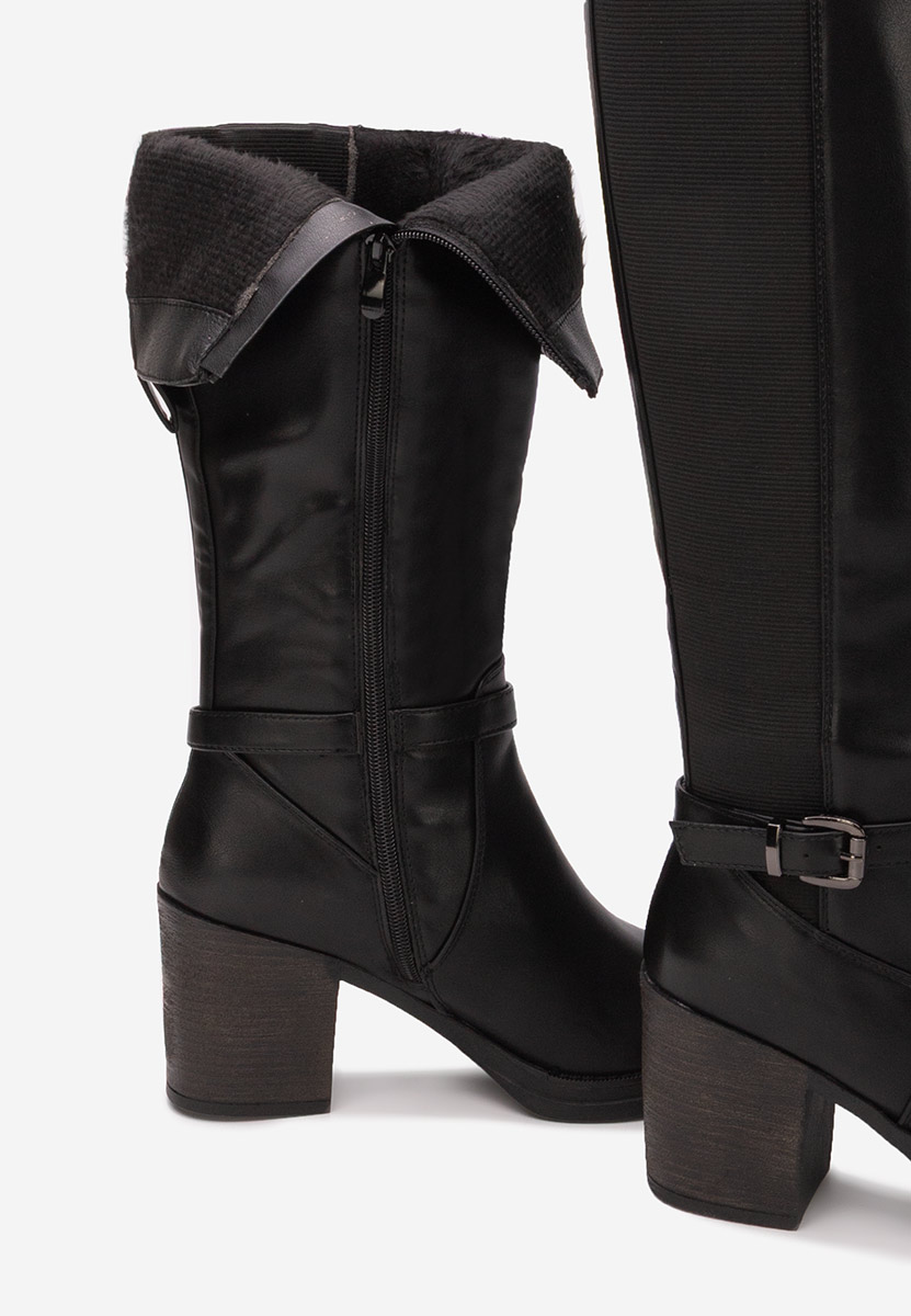 Bottes à talon carré noires Orania