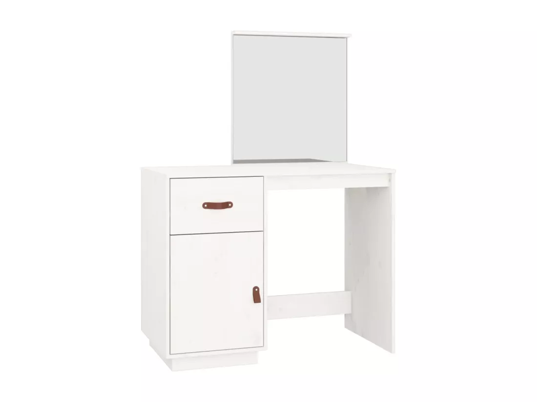 Coiffeuse Blanc 95x50x134 cm Bois de pin massif