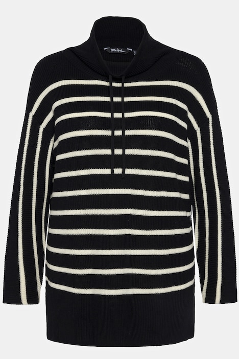 Pullover, Streifen, Oversized, Stehkragen, Langarm
