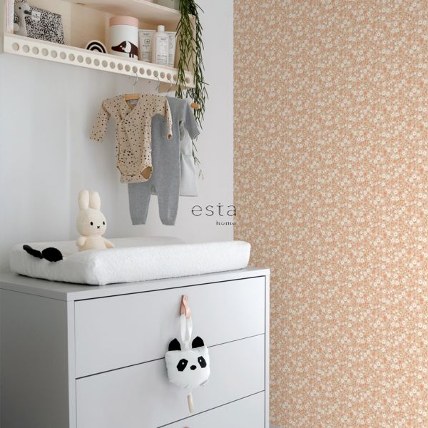 Estahome Bloementjes Behang III - 0,53 x 10,05 m - Beige