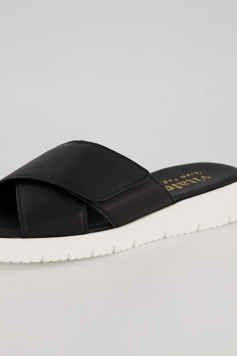 Vitaform Leder-Pantoletten, Klettriegel, Weite H