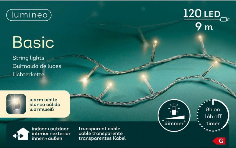 Kerstverlichting - 120 LED Lampjes - Warm Wit - 900 cm - Transparant Snoer - Timer en Dimmer