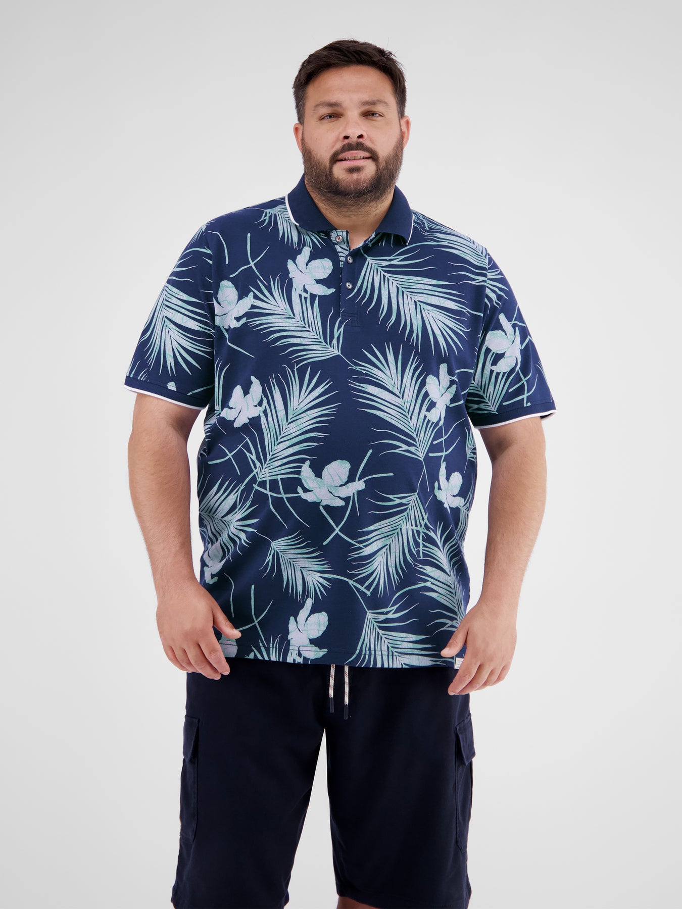 Herren-Poloshirt, floral gemustert in Großen Größen