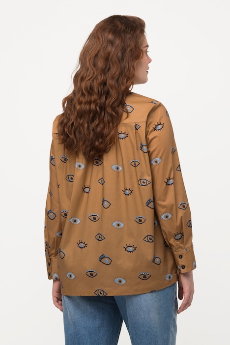 Bluse, Augen, Hemdkragen, Langarm, Biobaumwolle